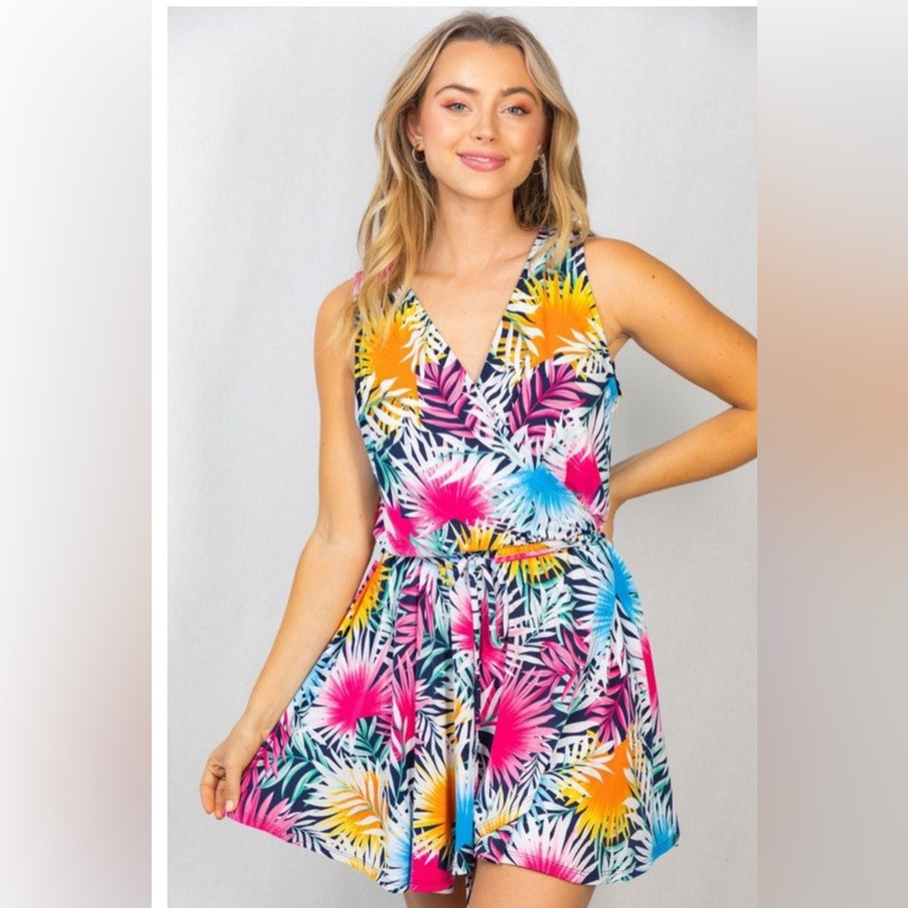 White Birch size small luau Hawaiian dress with built in shorts. New
